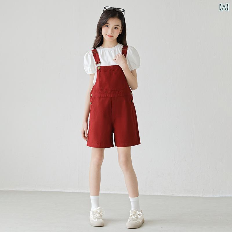 ジャンプスーツ カジュアル 子供用 女の子 夏用 オーバー オール スーツ 2025年 子供用 ゆったり 薄手 ..