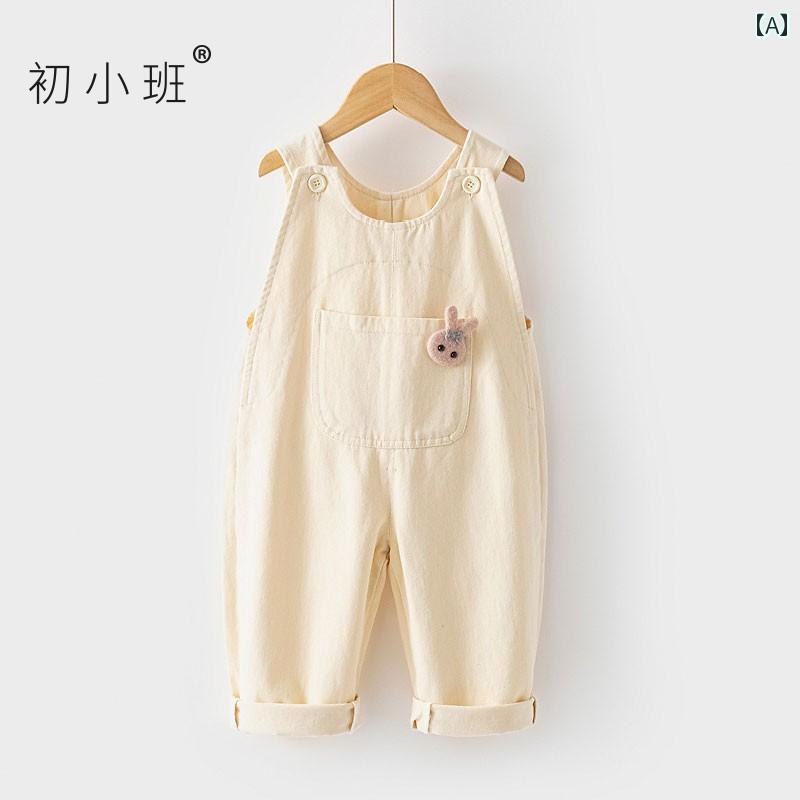 ジャンプスーツ カジュアル 子供用 ベビー オーバー オール 秋服 かわいい ウサギの 肩の ない 1歳の ..