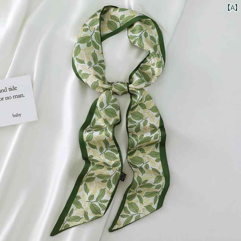 スタイリッシュ レディース スカーフ 緑の 小さい 長い シルクスカーフ 女性用 春秋 夏 薄手 スカーフ ..
