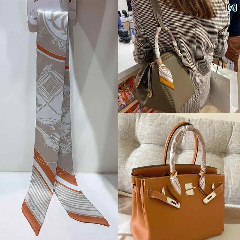 スタイリッシュ レディース スカーフ ネクタイと ネクタイ バッグ ハンドル 剥離 シルクスカーフ 装飾 ..