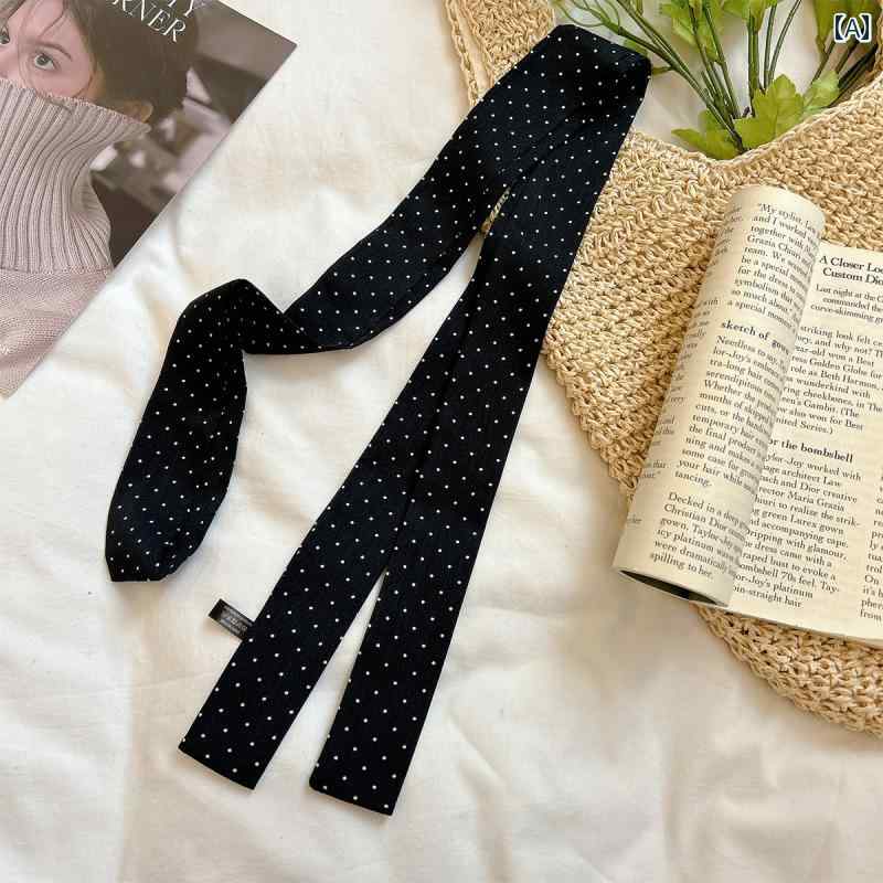 スタイリッシュ レディース スカーフ 2025 春秋 レトロ リボン ハイエンド ドット ベルト シルクスカー..