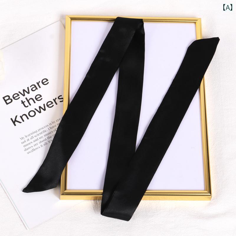 スタイリッシュ レディース スカーフ 無地の シルクスカーフ ヘア バンド 女性用 ヘッド スカーフ 装飾..