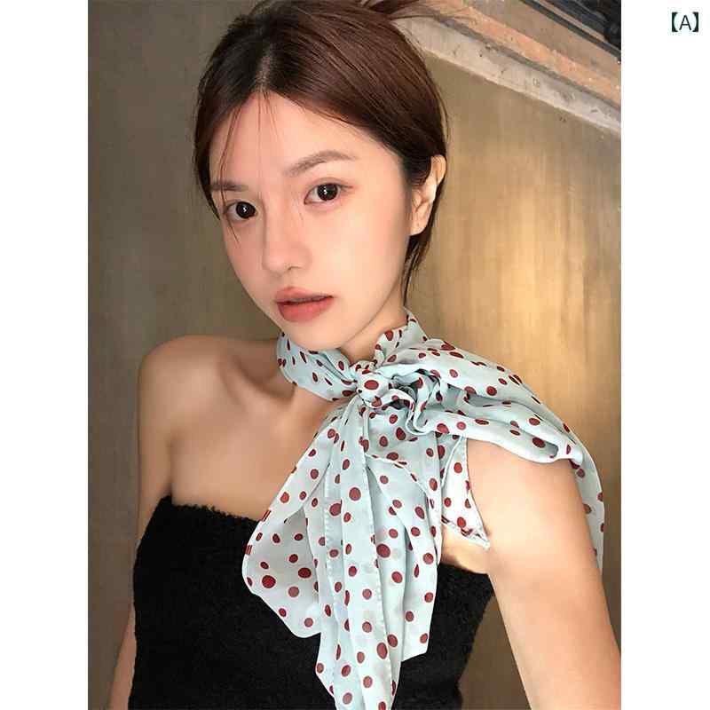 スタイリッシュ レディース スカーフ フランスの ドットの シルクスカーフ 女性用 2025 春夏 高級 万能..