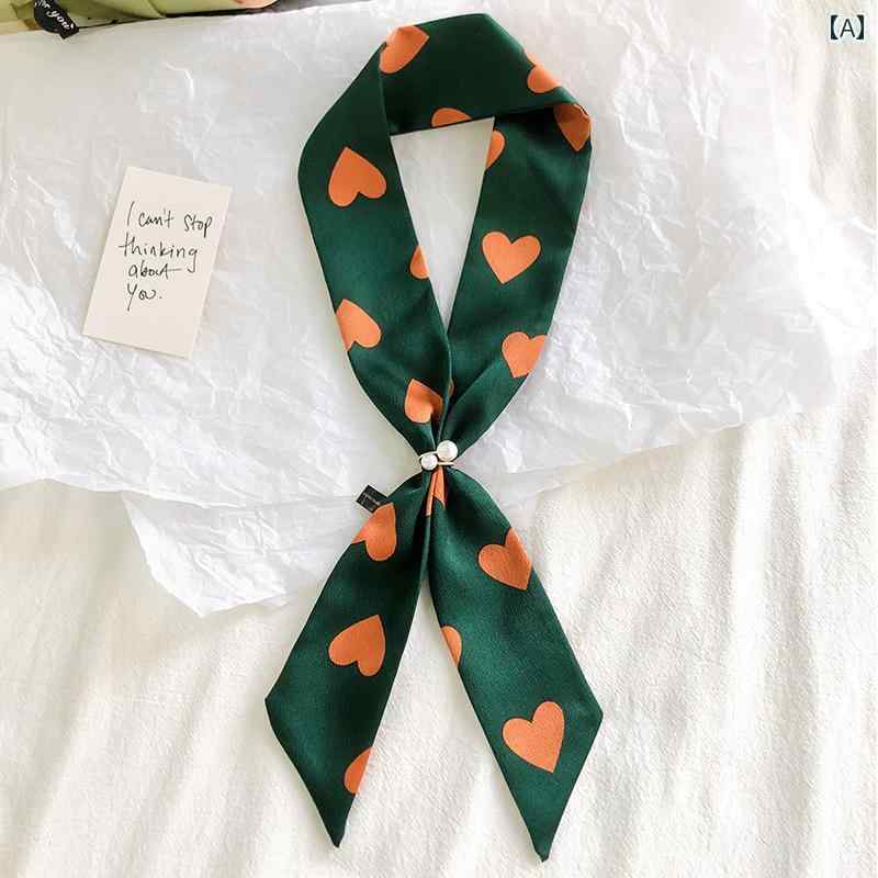 ハイセンス スカーフ リボン 細い ドットの シルクスカーフ 小さい 長い ヘア ゴム 女性用 バッグ 薄手..