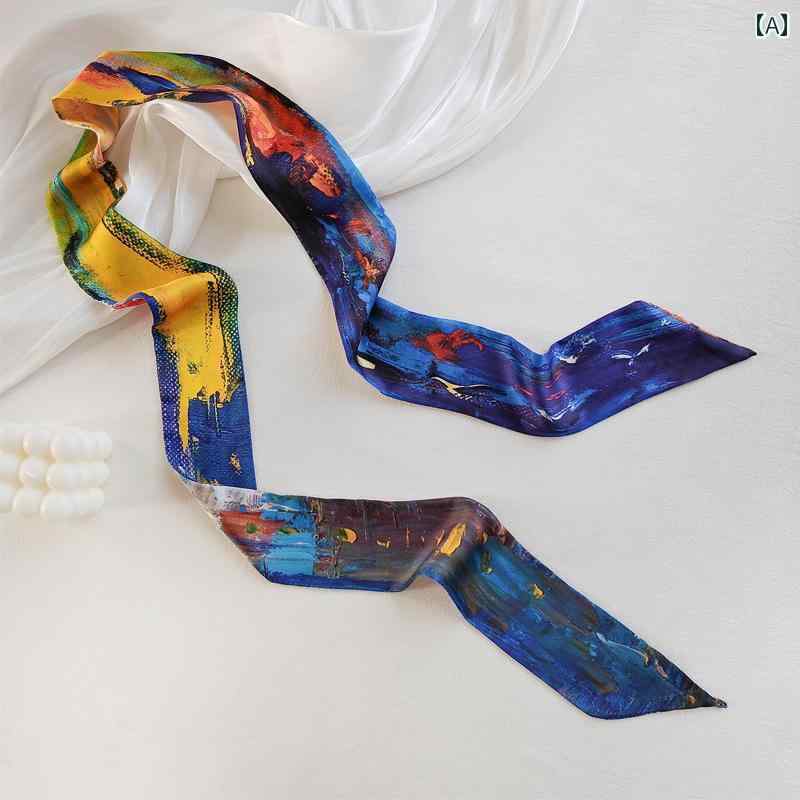 ハイセンス スカーフ リボン 小さい ロング シルクスカーフ ベルト 女性 2025 スタイル シャツ 装飾 ス..