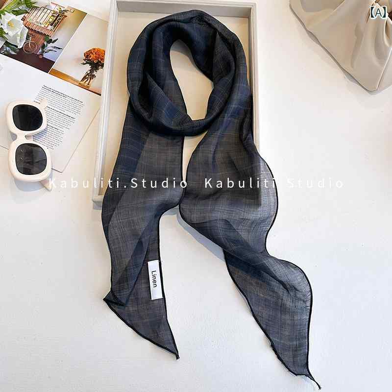 ハイセンス スカーフ リボン 首を 保護 する メンズ レディースの 小さい 長い シルクスカーフ 黒の 綿..