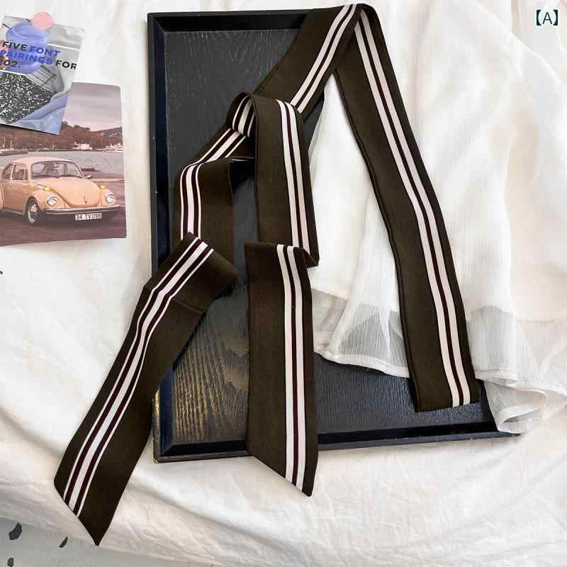 ハイセンス スカーフ リボン 韓国 ナロー ロング シルクスカーフ リボン 女性用 タイ バッグ 装飾 春秋..