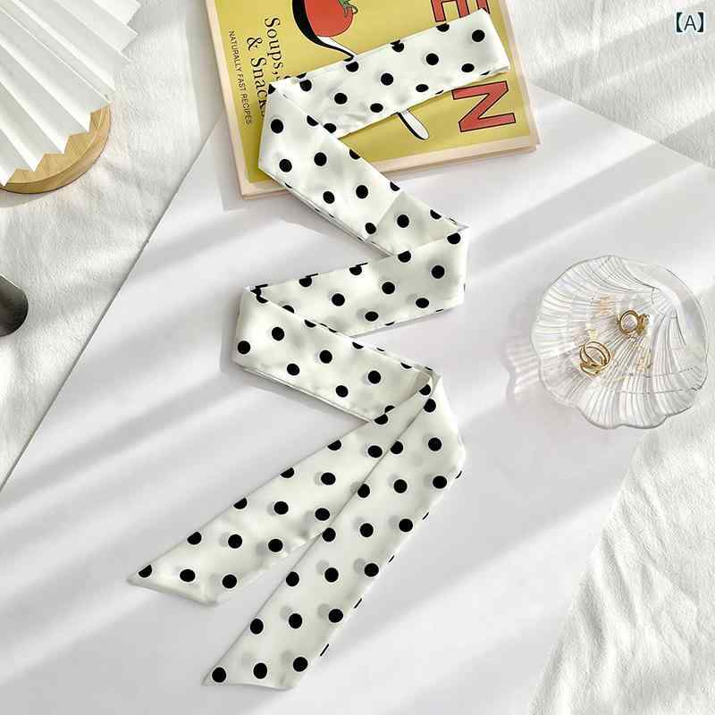 ハイセンス スカーフ リボン 韓国 長い 小さい シルクスカーフ ネクタイ スカーフ ベルト 薄手 ドット..