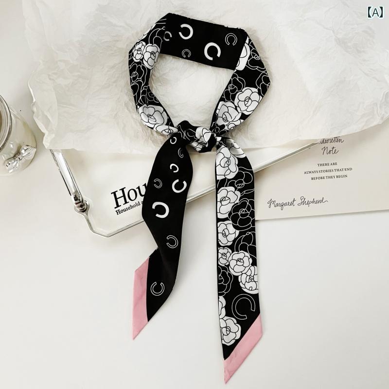 ハイセンス スカーフ リボン 春秋に 薄くて 狭い 長い シルクスカーフ 女性 韓国 夏の 装飾 シャツ ス..