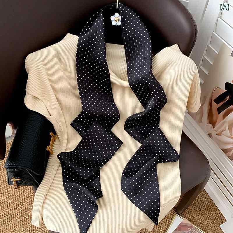 ハイセンス スカーフ リボン 2025年 Zhao Lusi同 型 レトロ サテン ロング シルクスカーフ 女性 春秋 ..