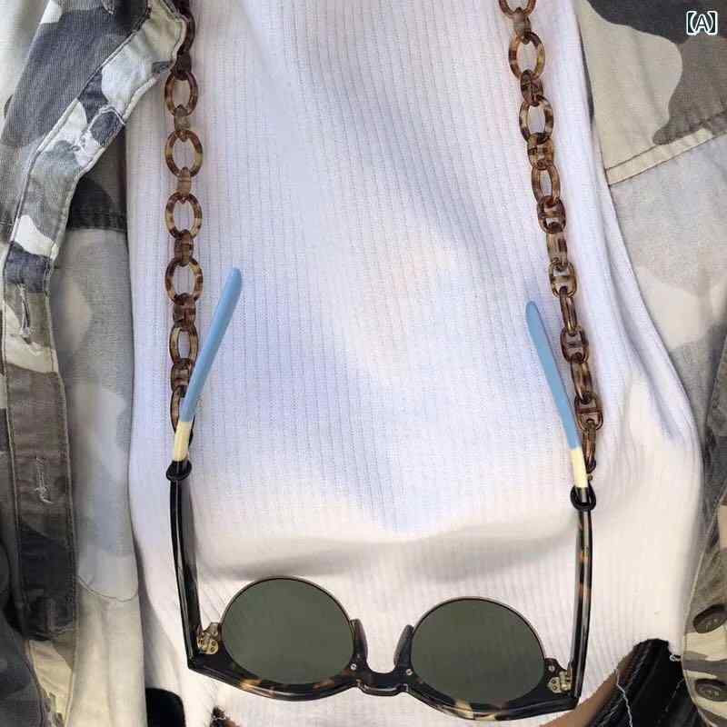 メガネ チェーン 便利 ストラップ HMBVS 欧米風 べっ甲 アクリル メガネ チェーン 吊り下げ 式 ネック ..