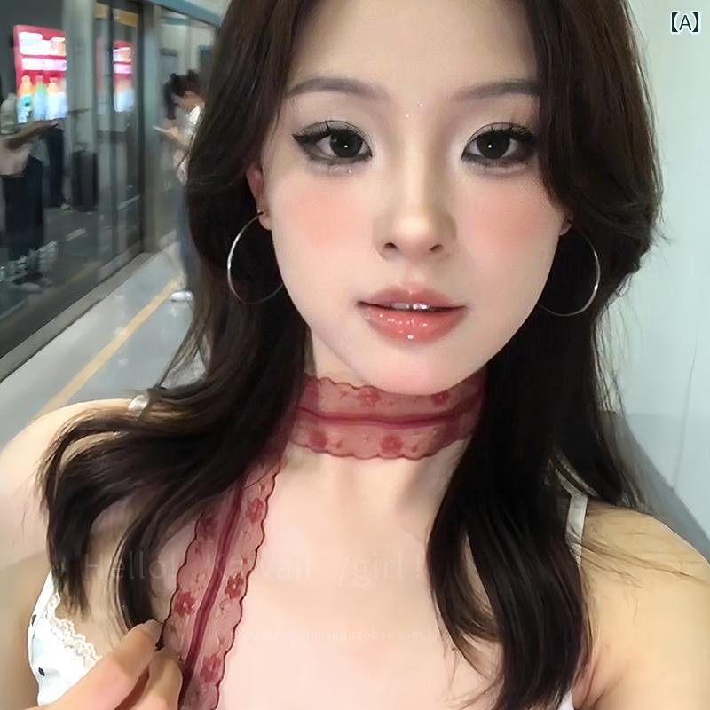 ハイセンス スカーフ リボン 女性用 赤 レース スカーフ レトロ 細身の リボン 重ね 着 装飾 ネック