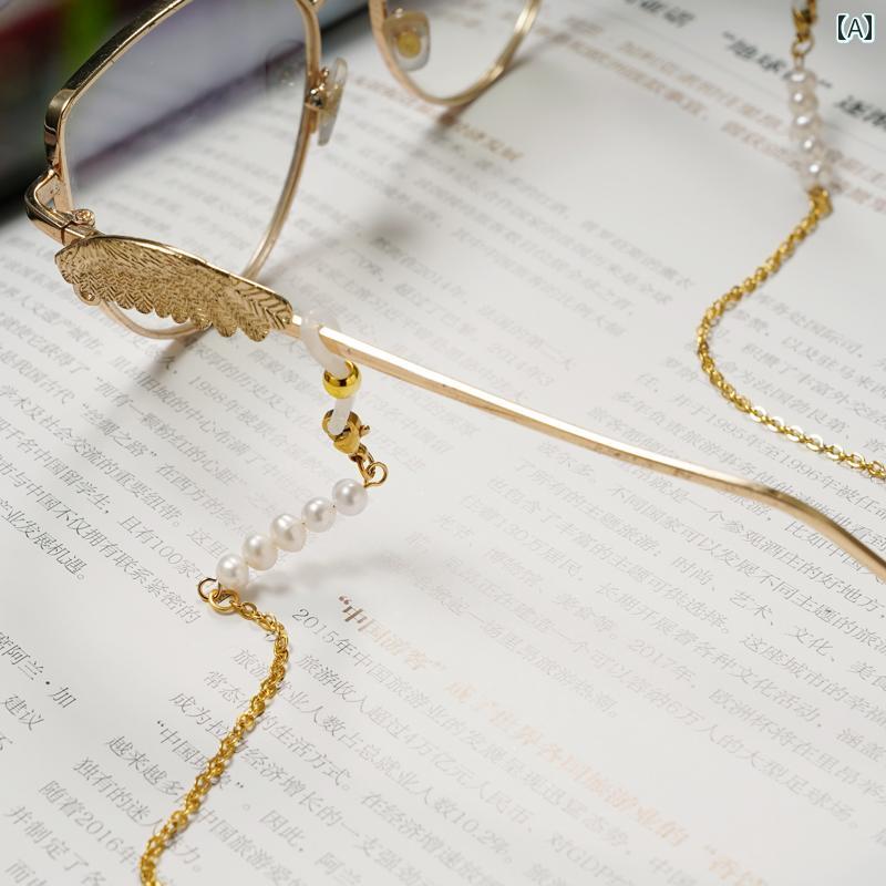 おしゃれな 眼鏡 チェーン 淡水 パールの サングラス チェーン ストラップ レトロ マスク ロープ チタ..