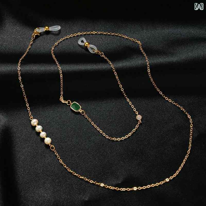 おしゃれな 眼鏡 チェーン チタン 鋼 メガネ チェーン レディース レトロ 淡水 パール 強力な 色 保持 ..