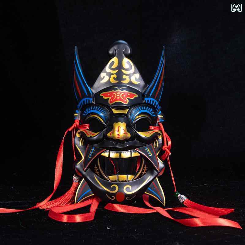 Full Mask - 仮面 小道具 コスプレ チャイナ風の ヌオ オペラ マスク COS 木彫り ABS 貴 州非 伝統 フルフェイス チャイナ風 小道具