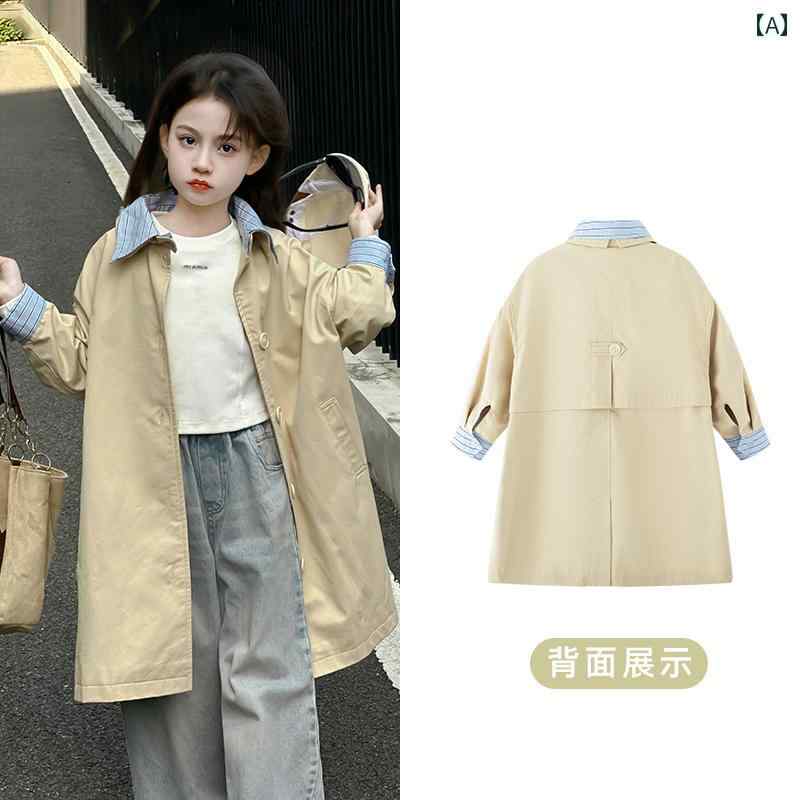 子供服 カジュアル トップス 66 プリンセス 子供服 女の子 ウィンドブレーカー 2025 春秋 スタイル 韓国 レトロ トップ ミドル 丈 コート