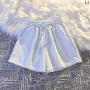 スリム ハイウエスト ショート パンツ 2025年 ヘビー アメリカン スタイル ハイウエスト 無地 カジュアル スポーツ ショーツ レディース サマー ホット...