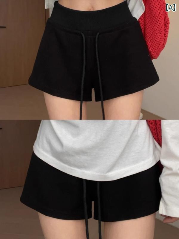 スリム ハイウエスト ショート パンツ ブラック カジュアル スポーツ ショーツ レディース 夏用 大きいサイズ mm ハイウエスト ゆったり スリム aライン ホット パンツ ヨガ ヒップ