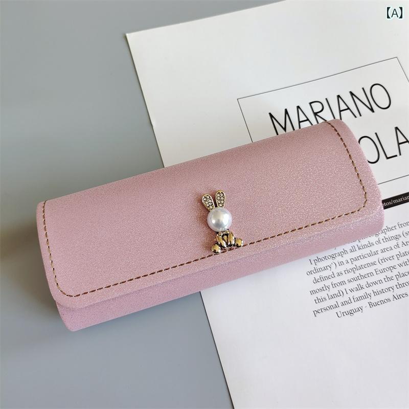 おしゃれ メガネ ケース イミテーション ラインストーン パール ウサギの シンプル 年 無地 高級 近視 ..