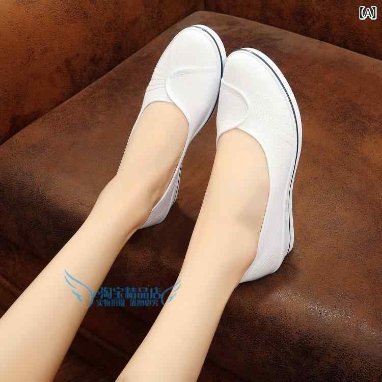 ナースシューズ 婦人 クッション の オールド 布 靴 女性用 ホワイト ナースシューズ ウェッジ ヒール ..