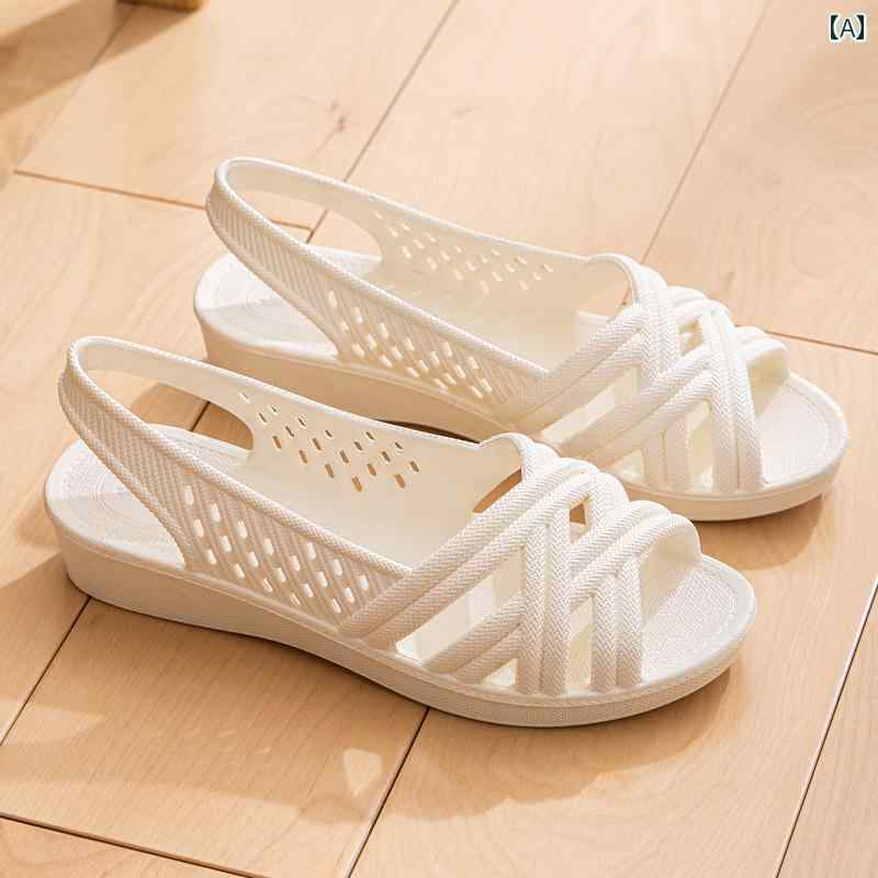 ナースサンダル シューズ ママ サンダル 夏の フラット ヒール 滑り止め 快適 ソフト ソール ワークシ..