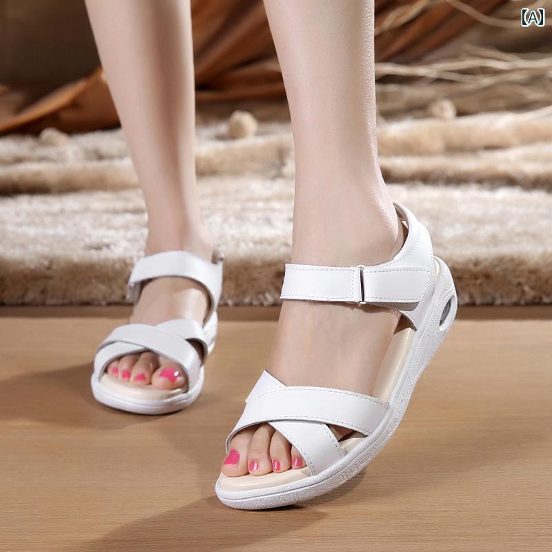 ナースサンダル シューズ Babaibu ナースシューズ サンダル 夏用 エア クッション レディース ホワイト..