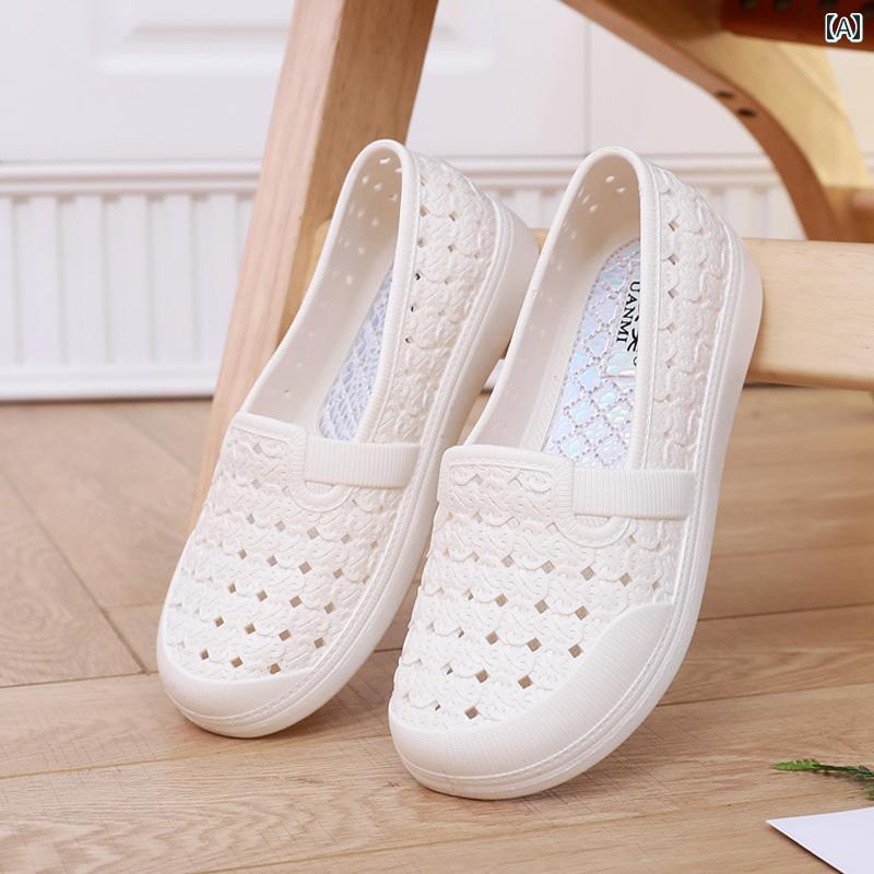 ナースサンダル シューズ ホール シューズ レディース 2025 ソフト ソール 快適 通気性 滑り止め プラ..