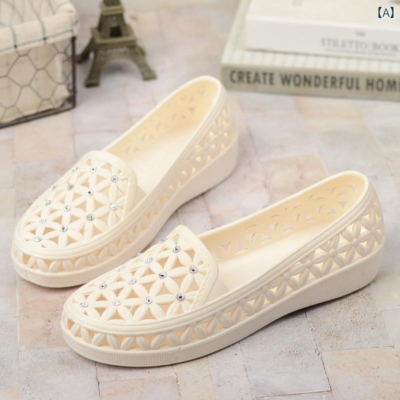 ナースサンダル シューズ のお母さん 看護 師の 夏の プラスチック サンダル 穴あき 靴 メッシュ 通気..