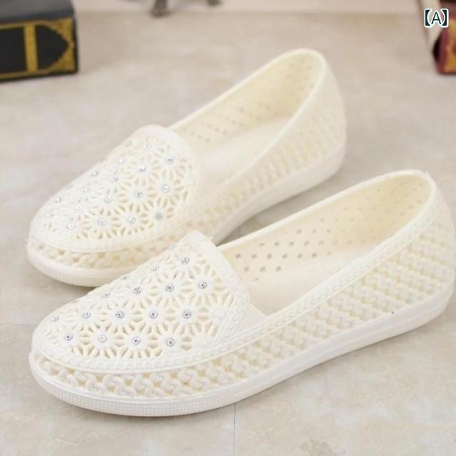 ナースサンダル シューズ 作業 靴 夏の プラスチック サンダル 通気性の 昔ながらの レディース 白い ..