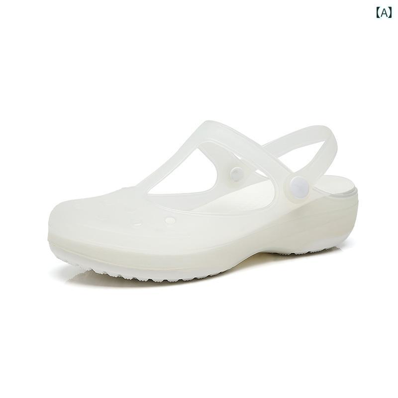 ナースサンダル シューズ 夏の新 穴 靴 レディース 滑りにくい ソフト ソール ナースシューズ 白の 快..