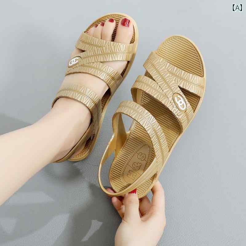 ナースサンダル シューズ 夏の マザー シューズ サンダル ナースシューズ プラスチック 女性 フラット ..