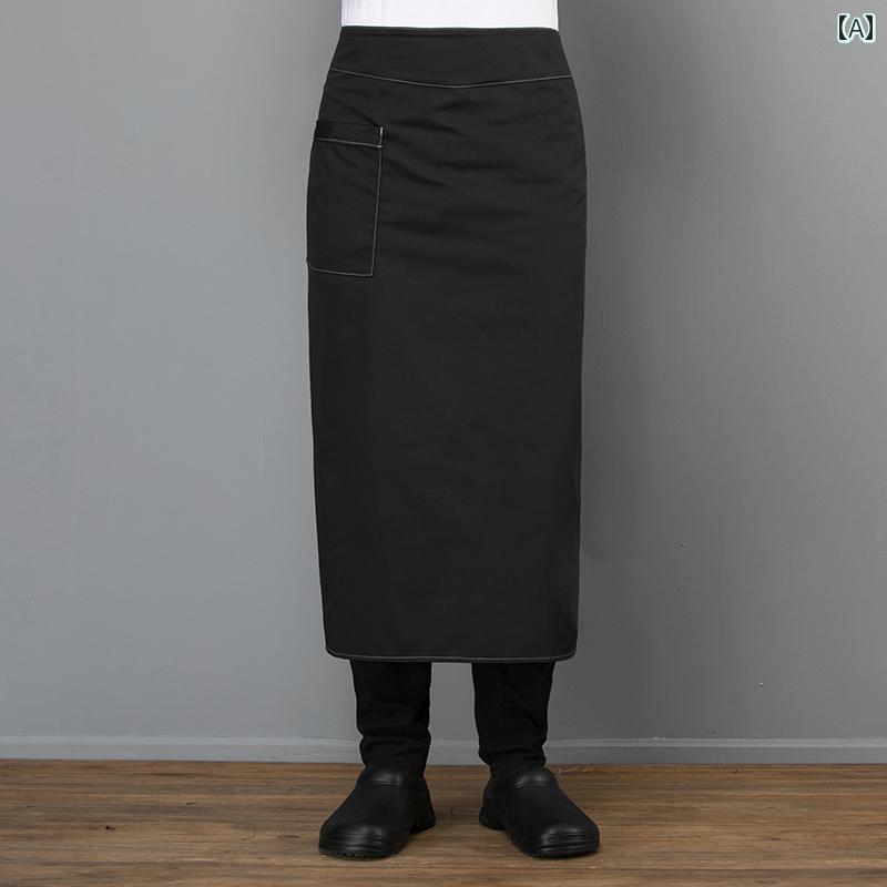 シェフ 作業着 調理 ユニフォーム シェフ エプロン メンズ コットン ハーフ レングス ホテル レストラン キッチン シェフの 通気性の ある 長くて 厚くなりました