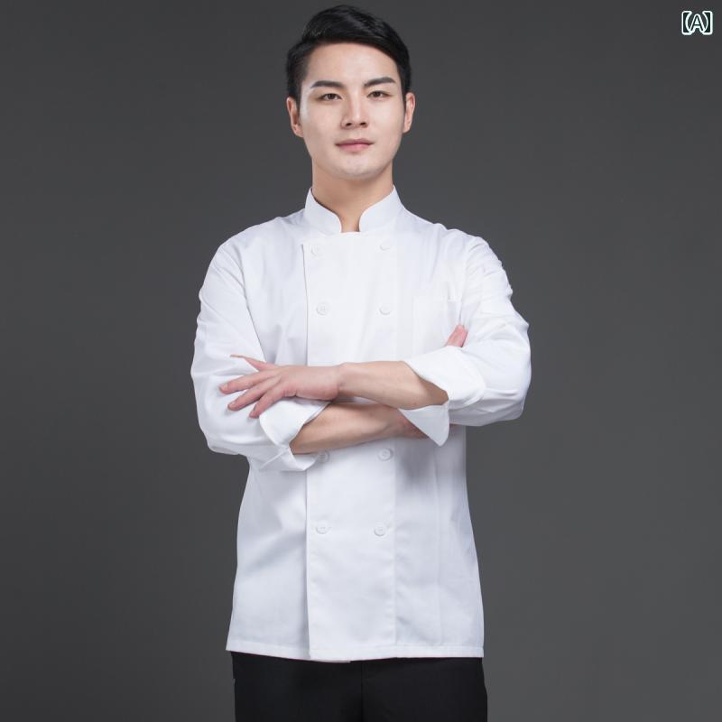 シェフ 作業着 調理 ユニフォーム シェフの 制服 長袖 ホテル キッチン 大きめ サイズ 黒 メンズ レディース 中国 中華 料理 シェフ 作業着 トップ 食堂