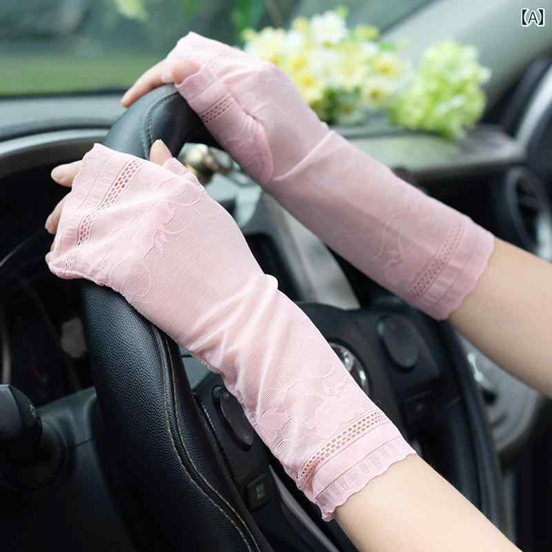 レース 手袋 レディース 薄手 レディース ロング ハーフ フィンガーグローブ 冷感 フィンガーレス 夏の 日焼け防止 通気性 薄型 運転や 乗馬に 最適です。