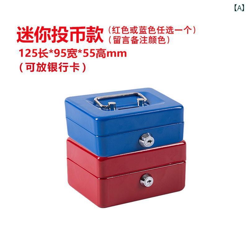 ミニ 金庫 収納 耐火 収納 ボックス 鍵 付き 小型 鉄製 家庭用 金庫 ミニ キャッシュ ポータブル