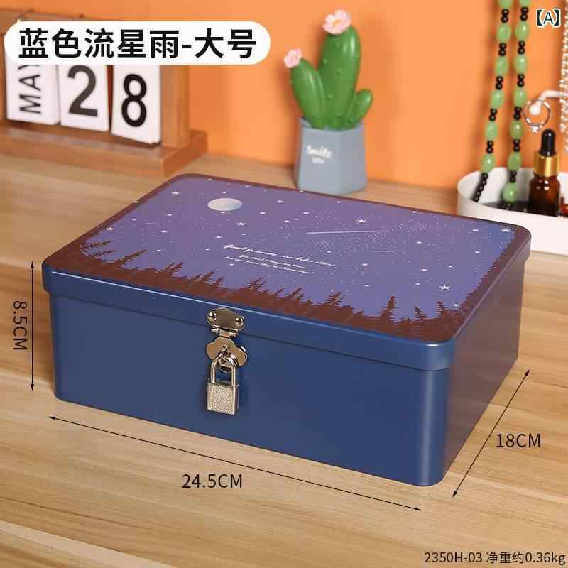 ミニ 金庫 収納 耐火 収納 ボックス 鍵 付き 小型 鉄製 家庭用 金庫 ミニ キャッシュ ポータブル 貯金 箱