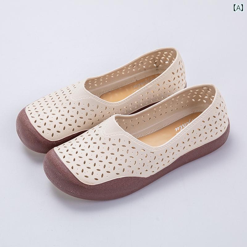 ナースサンダル シューズ 2025夏 マザー シューズ レディース サンダル 滑り止め シングル 通気性 穴 ..