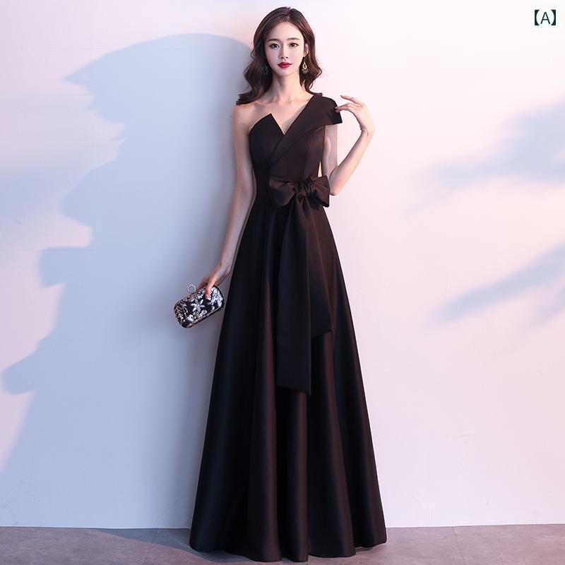 パーティー ドレス スリムフィット ワンショルダーの イブニングドレス 2024 ブラック ライトの 高級 ..