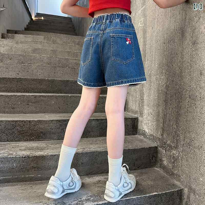 女の子 デニムショートパンツ 女の子 アウターウェア ショート パンツ 夏服 2025 子供用 夏用 薄手 女..