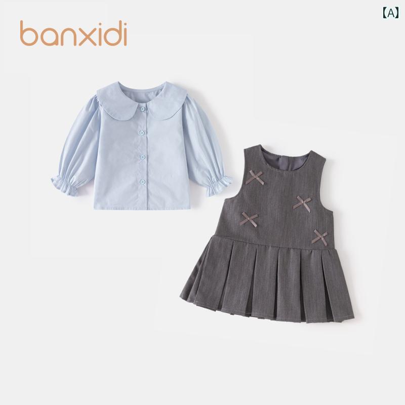 女の子 オーバー オール スカート 【 胡 克 推薦】 Banxidi ガールズ ドレス 2025 春 子供 カレッジ 風..