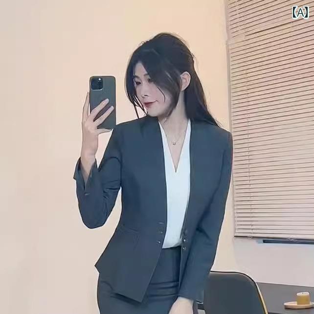 美容院 美容師 作業着 女性 秘書の 専門的な 服装 フォーマルな 機会の スーツ 制服 ハイエンド 象徴の..