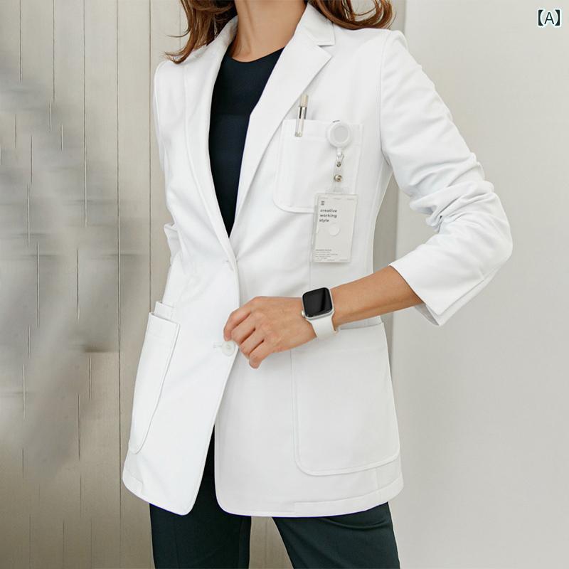 ナース 服 ショート 白衣 半袖 長袖 ドクター 女性 薄手 看護 師 制服 歯科用 コート 秋 作業着