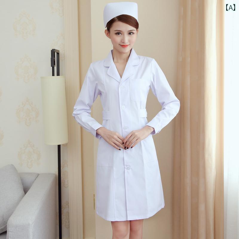 ナース 服 長袖 レディース 冬 白衣 ドクター ユニフォーム 半袖 夏 ピンク 薬 学生 美容師 作業着