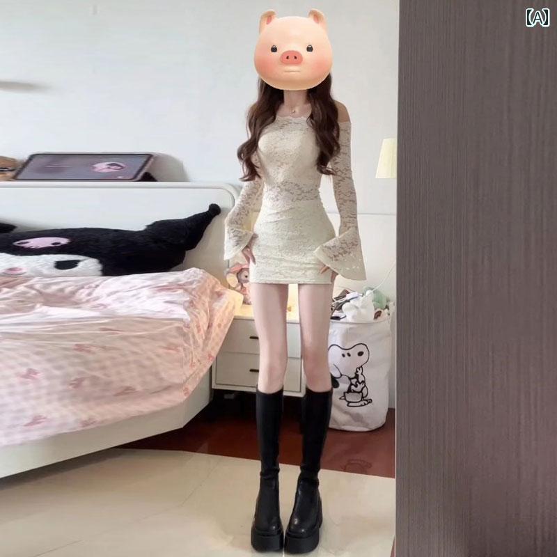 ナイトクラブ キャバ スタイル ファッション 魅惑的 ホット ガールの レース ドレス な スタイル 釣り ..