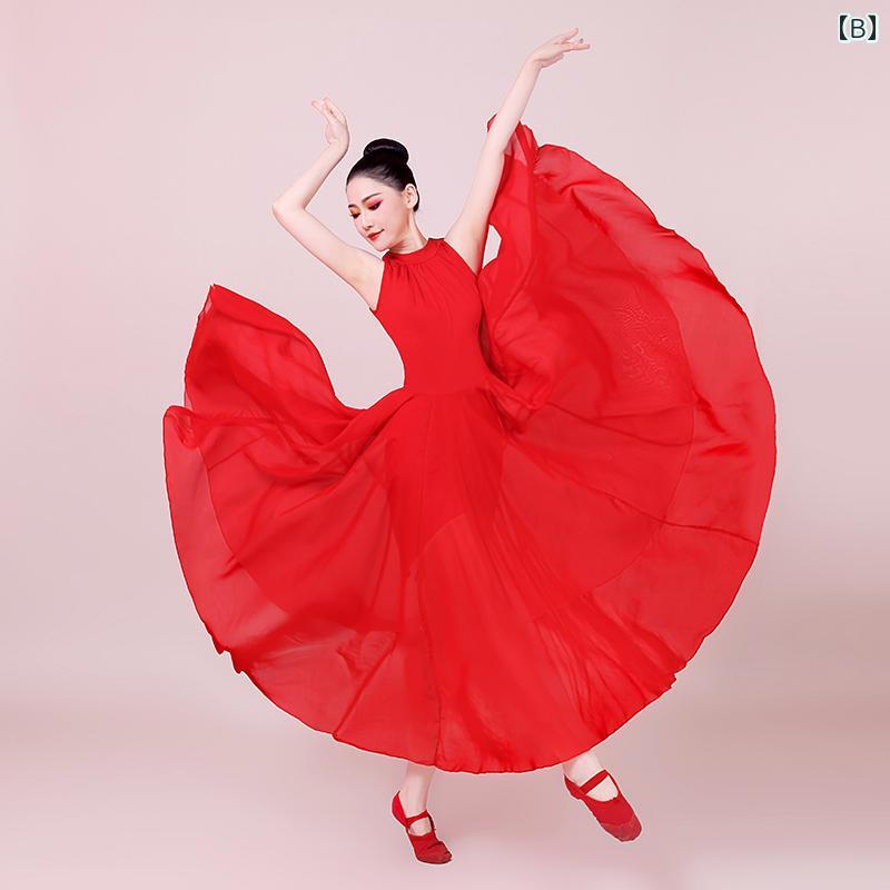 ナイトクラブ キャバ スタイル ドレス オープニングダンスの レトロ 大きい スイング スカートの パフォーマンス 衣装 レディース 現代の 万 江 ダンス 歌の ダンスの ロング スカート 私と 私の 祖国
