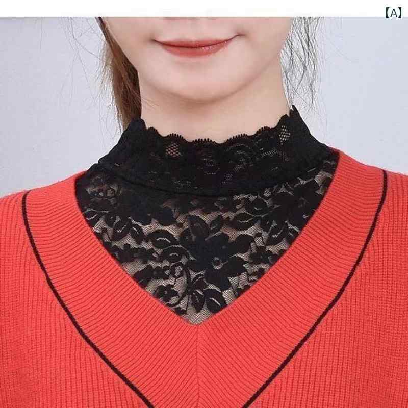 レース つけ 襟 ショール 秋冬用 フェイク カラー 女性用高 伸縮性 レースプルオーバー 大きいサイズ ボトム ベスト 装飾 レース 付き