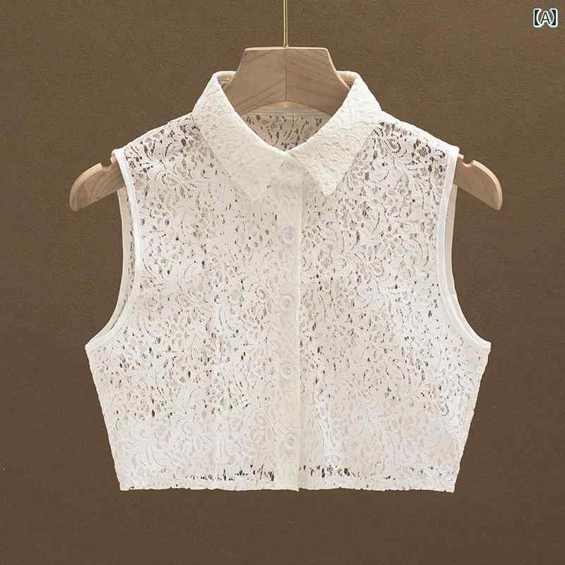 レース つけ 襟 ショール 女性用 フェイク カラーの 韓国 カラー レース ハイエンドのの シャツ セータ..