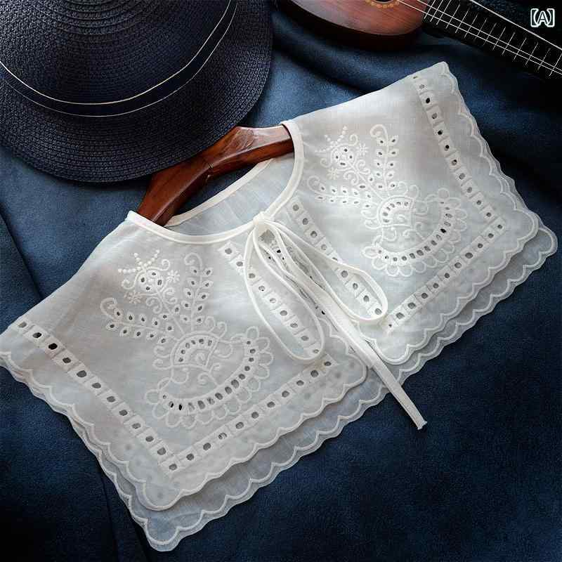 レース つけ 襟 ショール 女性用 露出 防止 つけ 襟 ドール カラー 刺繍 レース 装飾