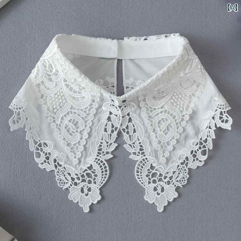 レース つけ 襟 ショール 夏用 万能 レース 飾り 襟 シャツ アクセサリー つけ レディース(4)