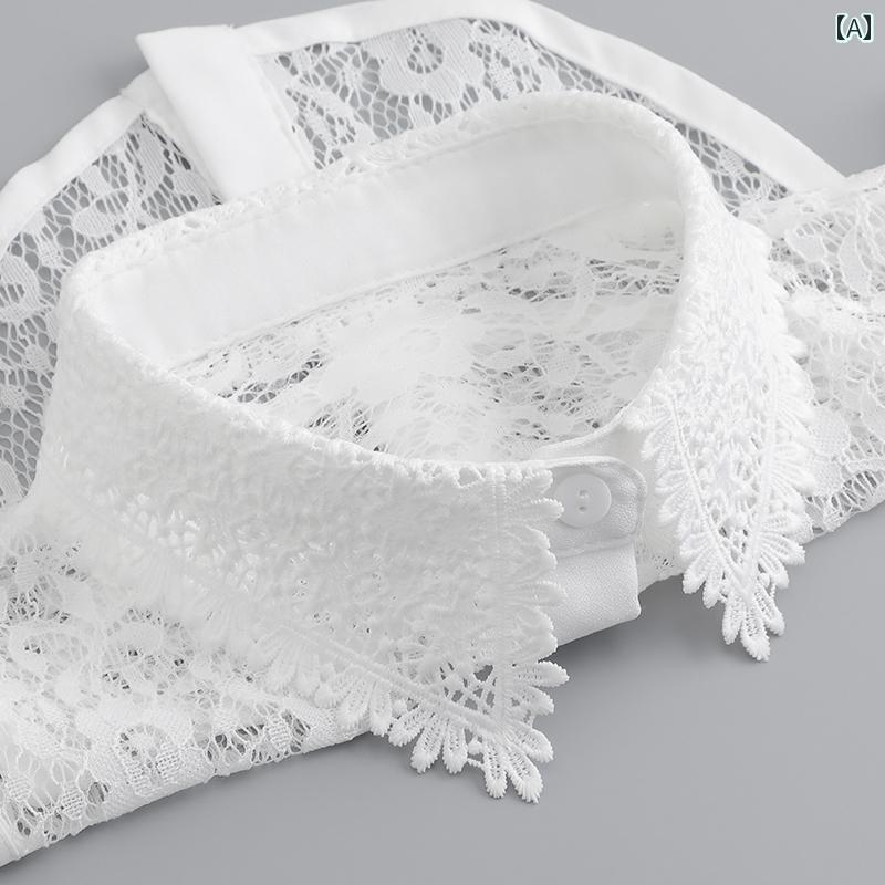 レース つけ 襟 ショール レディース つけ 襟 の 春秋冬 レースの 通気性の ある カジュアル シャツ ド..